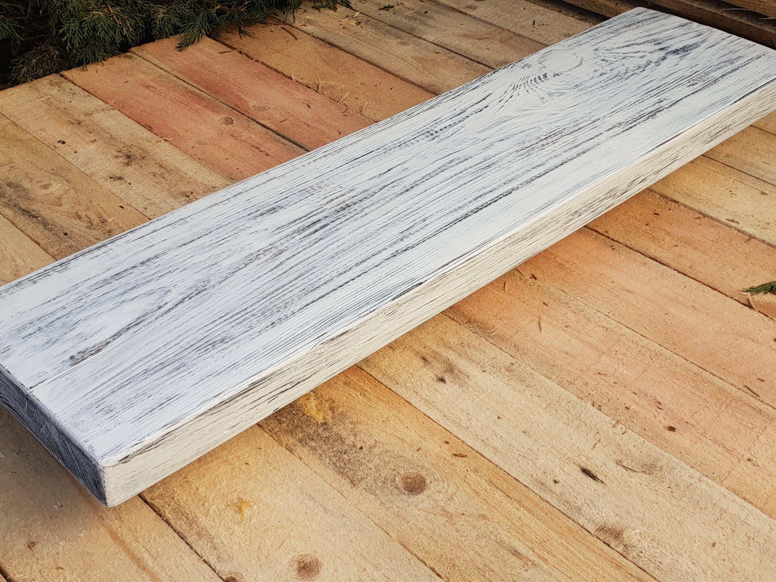 White Washed Rustic Floating shelf shelves includes brackets Etsy