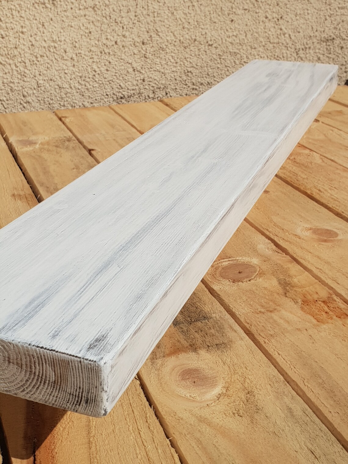 White Washed Rustic Floating shelf shelves includes brackets Etsy