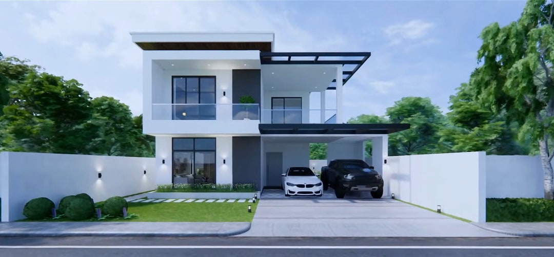 8m X 10m Modern House Plan 3 Bedrooms Two Story Modern House Plans 8m-x-10m-modern-house-plan-3-bedrooms-two-story-modern-house-plans