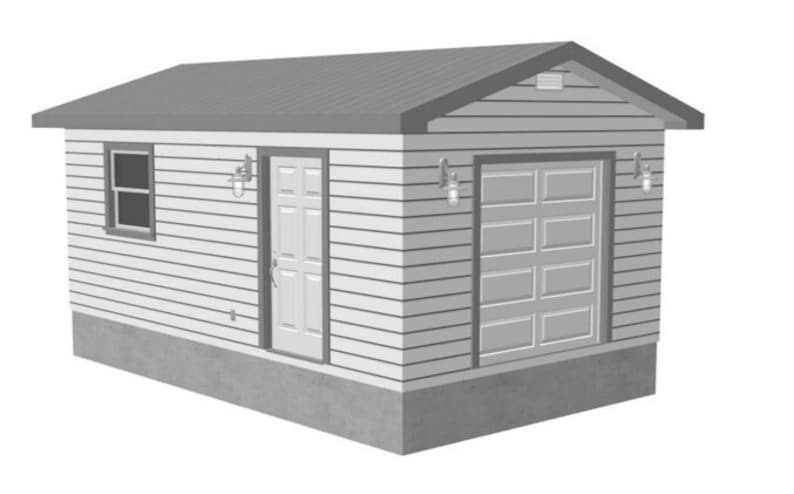 12 x 20 x 8 Workshop Garage Plans Modern Garage Plan Garden Shed Small Shed Plans, Tiny House Plan With Floor Plan and Material List image 1