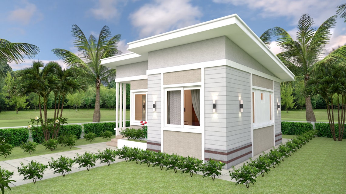 7m X 7m Tiny House Plan 2 Bedrooms Modern House Plan And Floor Plan 7m-x-7m-tiny-house-plan-2-bedrooms-modern-house-plan-and-floor-plan