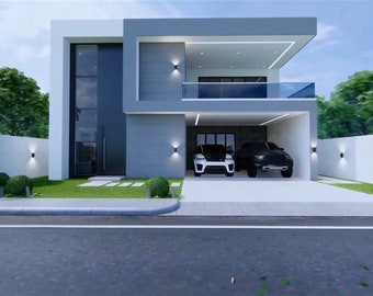 12m x 17m - Modern House Plan - 6 Bedroom Home Plans with Swimming Pool - PDF [Double Story House] [With Floor Plan]