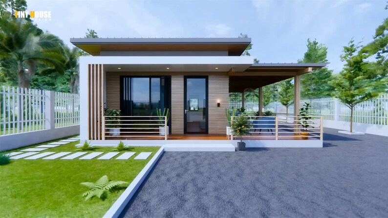 5m X 7 5m Tiny House Plan Small House Design 2 Bedroom Etsy