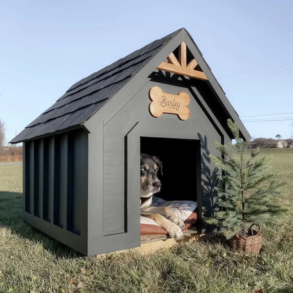 DIY-hondenhuisplan [middelgrote en grote honden] - DIY-huisplannen voor binnen [hondenkrat, houten hondenhuis, hondenton, huisdierhuis]