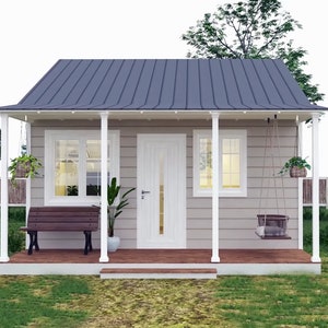 Latest 320 sq.ft - Modern Country Granny's Tiny Small House Plan- Cottage Cabin house plans- 1 Bedroom, 1 Bathroom [With Floor Plan]
