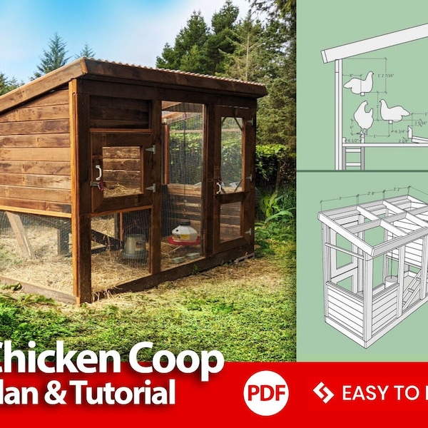 DIY Chicken Coop and Chicken Run Building Plans | DIY Coop Plans for 6-12 Chickens | Instant PDF Download Digital