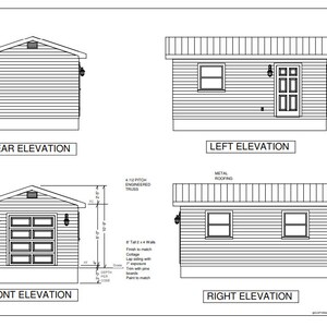 12 x 20 x 8 Workshop Garage Plans Modern Garage Plan Garden Shed Small Shed Plans, Tiny House Plan With Floor Plan and Material List image 2