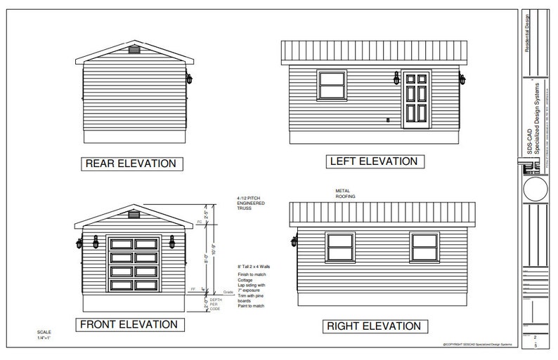 12 x 20 x 8 Workshop Garage Plans Modern Garage Plan Garden Shed Small Shed Plans, Tiny House Plan With Floor Plan and Material List image 2