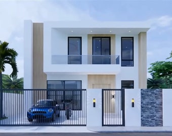 10m x 16m - Modern House Plan - 4 Bedrooms House Plans - [Two Story Modern House Plans] INSTANT DOWNLOAD - Blueprint  [With Floor Plan]