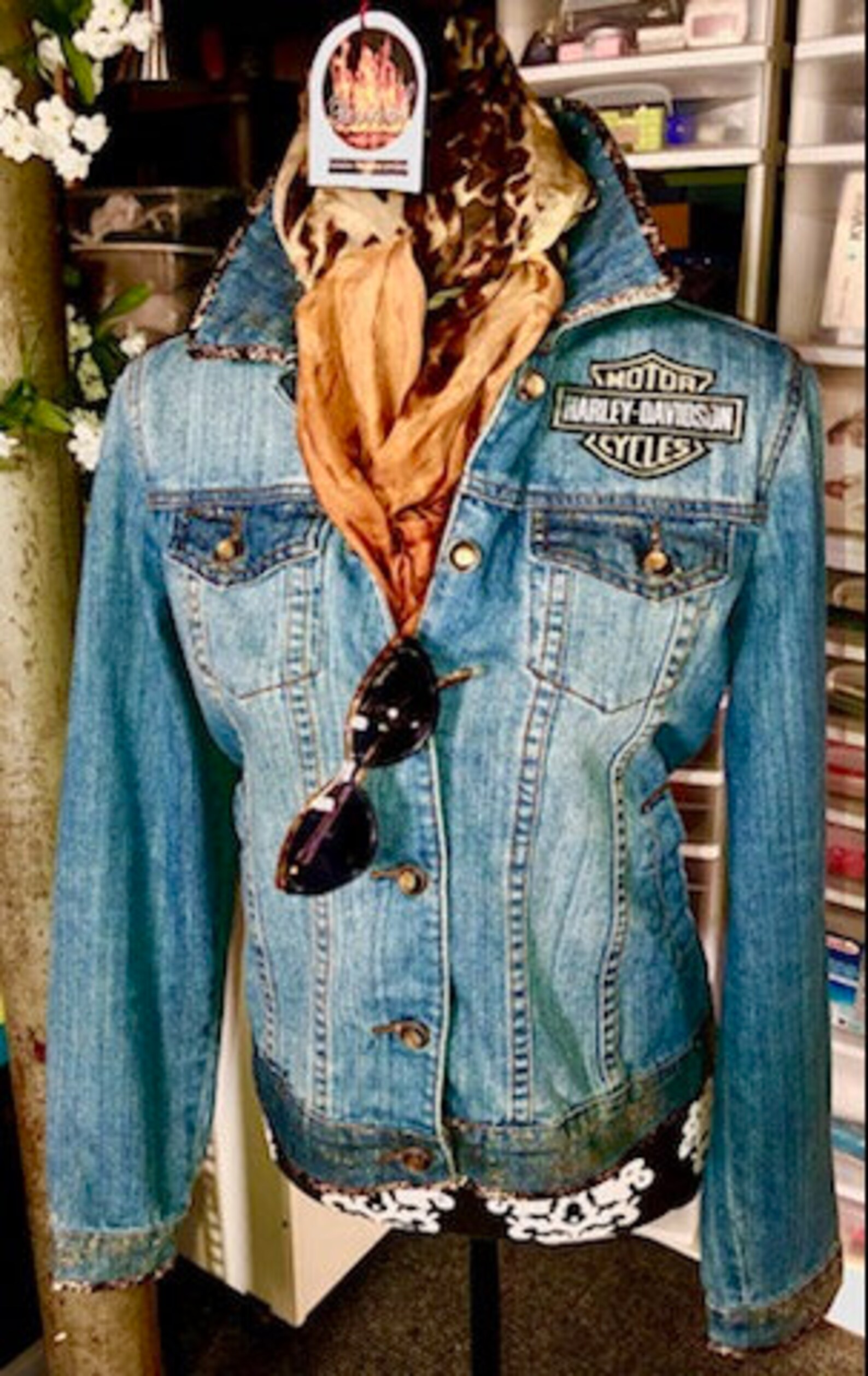 Denim Motorcycle Jacket REVIVAL Etsy