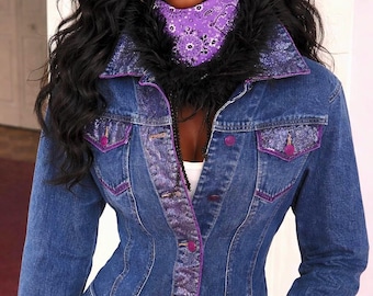 REVIVAL, violette Jeansjacke