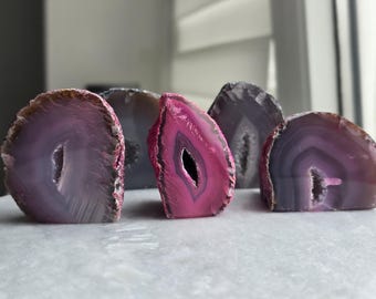 S/M pink agate geodes | Friends Gift Crystal Blue colored agate geode beautiful unique Affordable gift Christmas Gift for her Spiritual