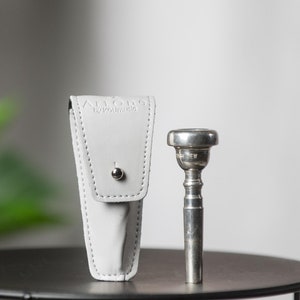 Trumpet MOUTHPIECE POUCH. Single holder for trumpet mouthpieces, crafted from genuine leather case. Protective mouthpiece bag Secure storage
