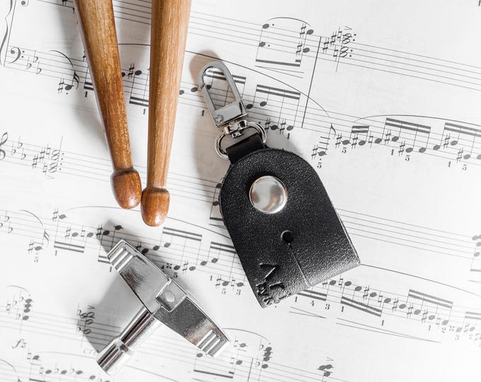 Personalized Drum Key Holder: Faux Leather Percussion Accessory