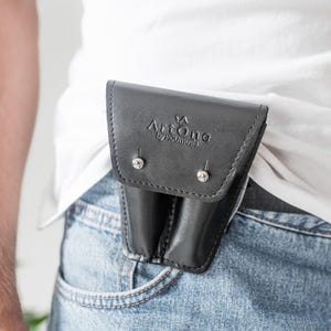 Trumpet MOUTHPIECE POUCH. Double holder for trumpet mouthpieces, handmade crafted leather case. Protective mouthpiece bag Secure storage