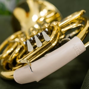 French Horn Hand Guard. Protection Cover from oil, dirt, sweat and dust for Secure Grip. XL size. Faux vegan leather wrap. Horn accessories