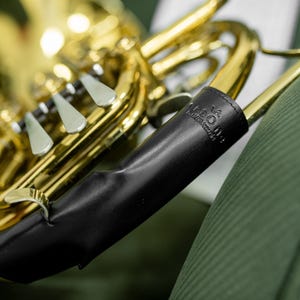 French Horn Hand Guard. Protection Cover from oil, dirt, sweat and dust for Secure Grip. XL size. Faux vegan leather wrap. Horn accessories