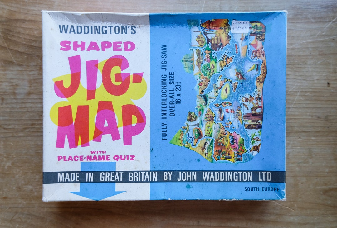 Vintage Waddington's Jig Map of South Europe complete Etsy