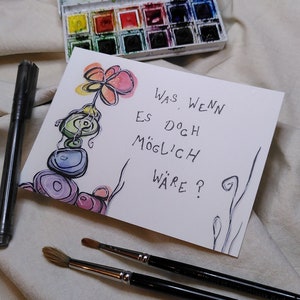 Grußkarte mit Spruch "Was wenn es doch möglich wäre?", Mutmacher, Leben