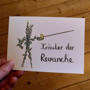 Watercolour painting for the kitchen, greeting card with herbs of Provence, puns for chefs image 4