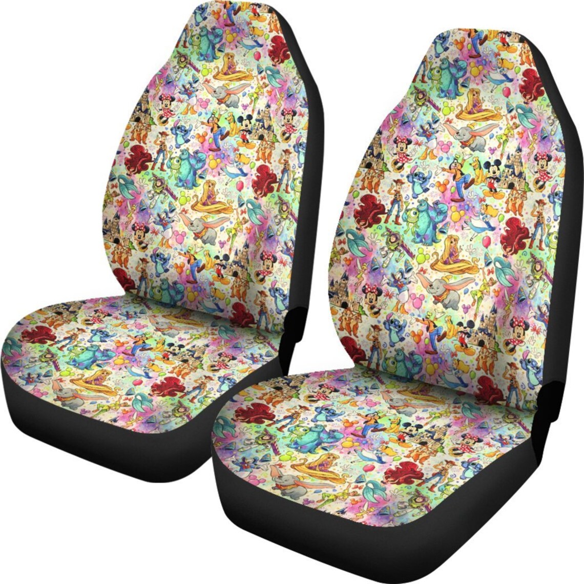 Disney Pattern Car Seat Covers Cartoon Fan Gift Personalized Etsy