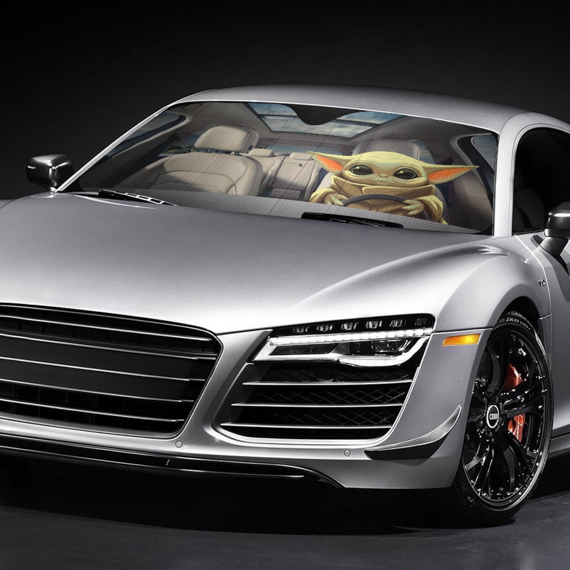 Baby Yoda Car Auto Sun Shade Star Wars Windshield Fan Gift Car Etsy