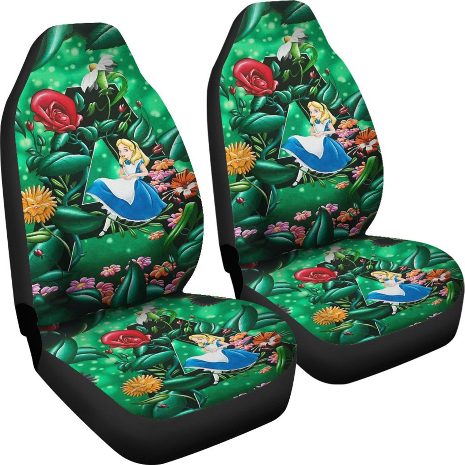 Alice In The Wonderland Art Car Seat Covers Cartoon Fitted Etsy