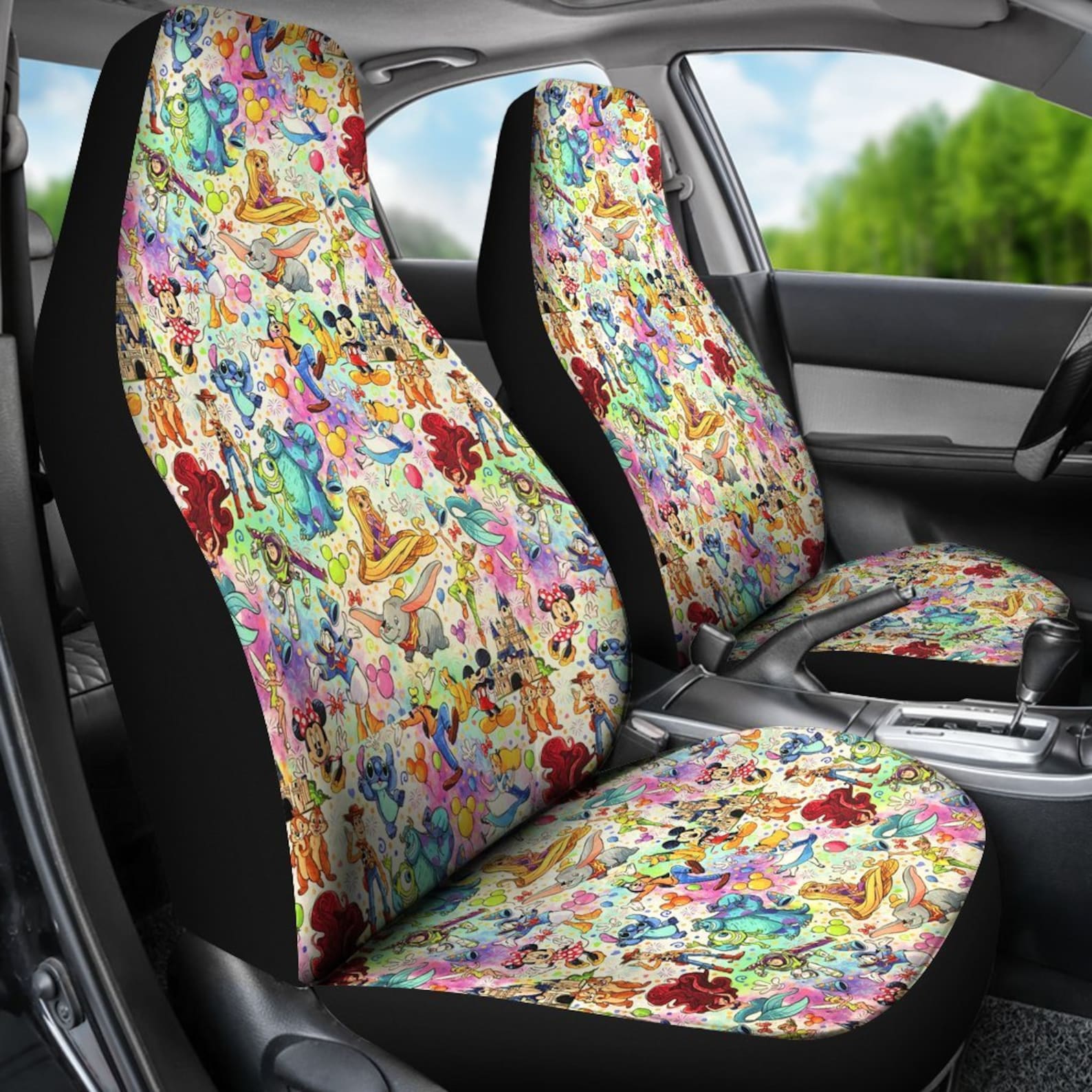 Disney Pattern Car Seat Covers Cartoon Fan Gift Personalized Etsy