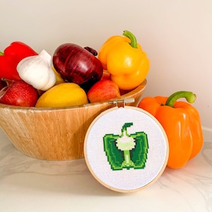 Green Bell Pepper Cross Stitch Pattern: Fruit & Vegetable Series (PDF only)