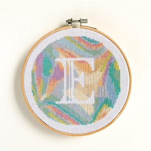 Padrão de ponto cruz com monograma de holograma personalizável: série de monogramas (somente PDF)