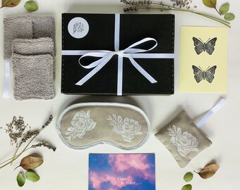 Lavender Spa Gift Set: Self Care Relaxation Box with Eye Mask