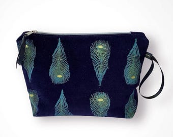 Kosmetiktasche Aus Baumwollleinen – 25,4x15,2x7,6 Cm – Zweifarbig, Mit Reißverschluss – Als Clutch Nutzbar