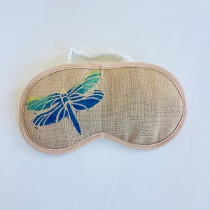 Eye Sleep Mask | Eye Mask | Hand Printed | Dragonfly Motif | Travel, Relaxation and Meditation | Handmade in Cotton
