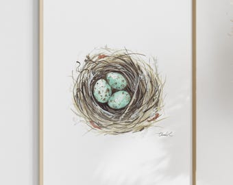 Impresión artística de nido de acuarela