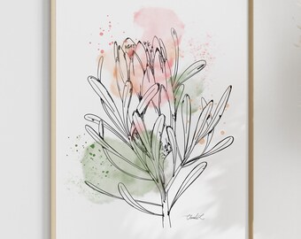 Line Art & Watercolour Sugarbush Art Print