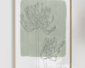 Arte lineal moderno de flores de agapanto n.° 1