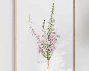 Impresión artística de acuarela de fynbos erica