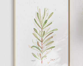 Hojas Frescas Acuarela Lámina artística