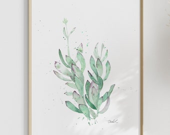 Impresión artística de acuarela de suculentas