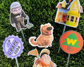 Pixar up Cupcake toppers, Pixar Up Birthday Decor, Up Birthday, Up movie, Up cutouts, Up cupcake topper