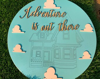 Adventure is Out there wooden sign, Up movie decor, Pixar up decor