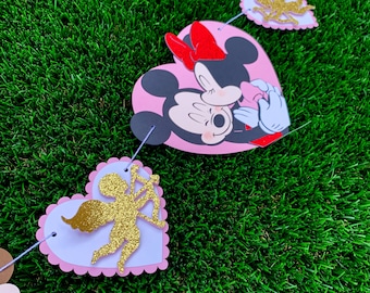 Mickey Valentines Day Banner, Disney Valentines day Banner, Minnie Valentines Day banner