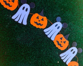 Mickey Halloween Banner,Mickey Ghost, Disney Halloween Decor, Disney Halloween, Mickey Pumpkin