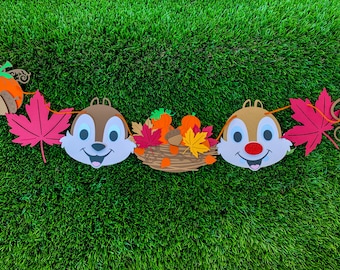 Chip and dale Fall Banner, Disney Fall decor, Disney fall banner, Fall banner