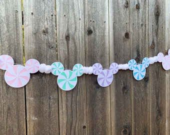 Mickey Peppermint Banner, Disney Holiday Banner, Holiday Banner, Mickey Holiday banner, Disney holiday decor