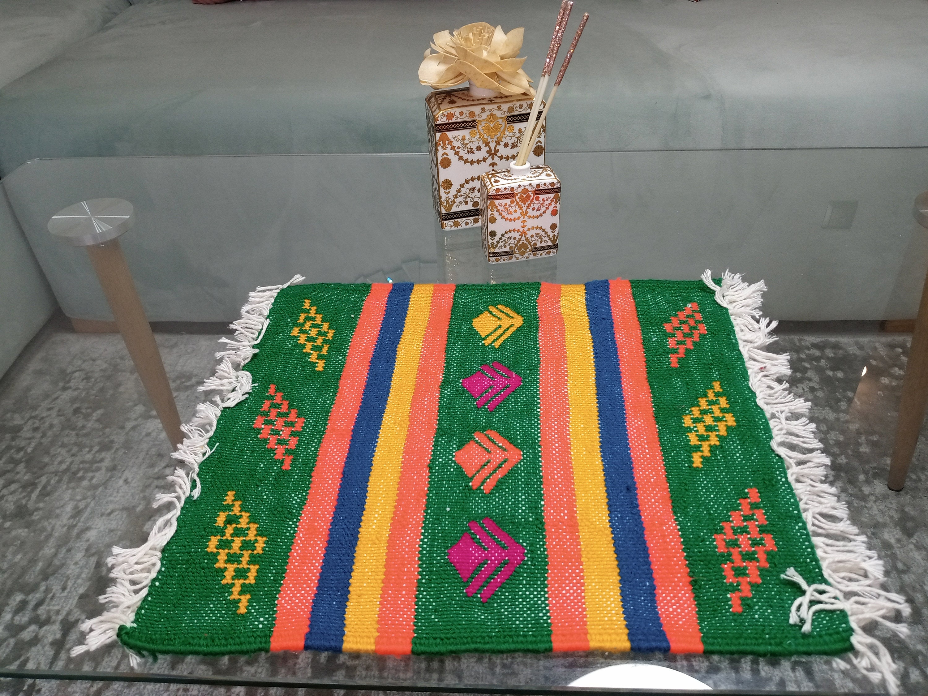 Berber small silk table & desk rug Etsy