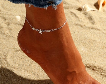 Wedding Beachwear Vacation Ankle Bracelet Nautical Anklet Plus Size Starfish Anklet AKL-0162 Nudist Starfish Anklet Women/'s Gift