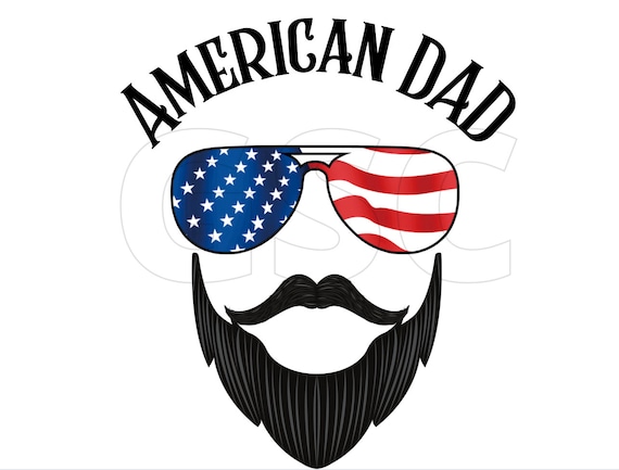American dad, DAD, fathers day designs, patriotic, dad png, PNG file, American flag sunglasses, bearded dad, beard, sublimation design, USA