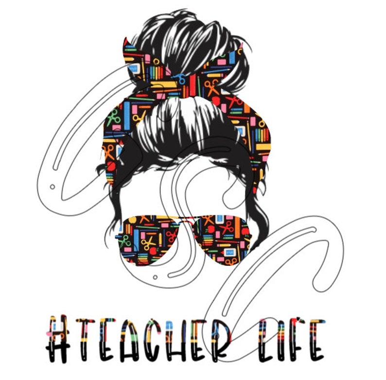 Teacher Life Messy Bun Teach Messy Bun Teacher - Etsy
