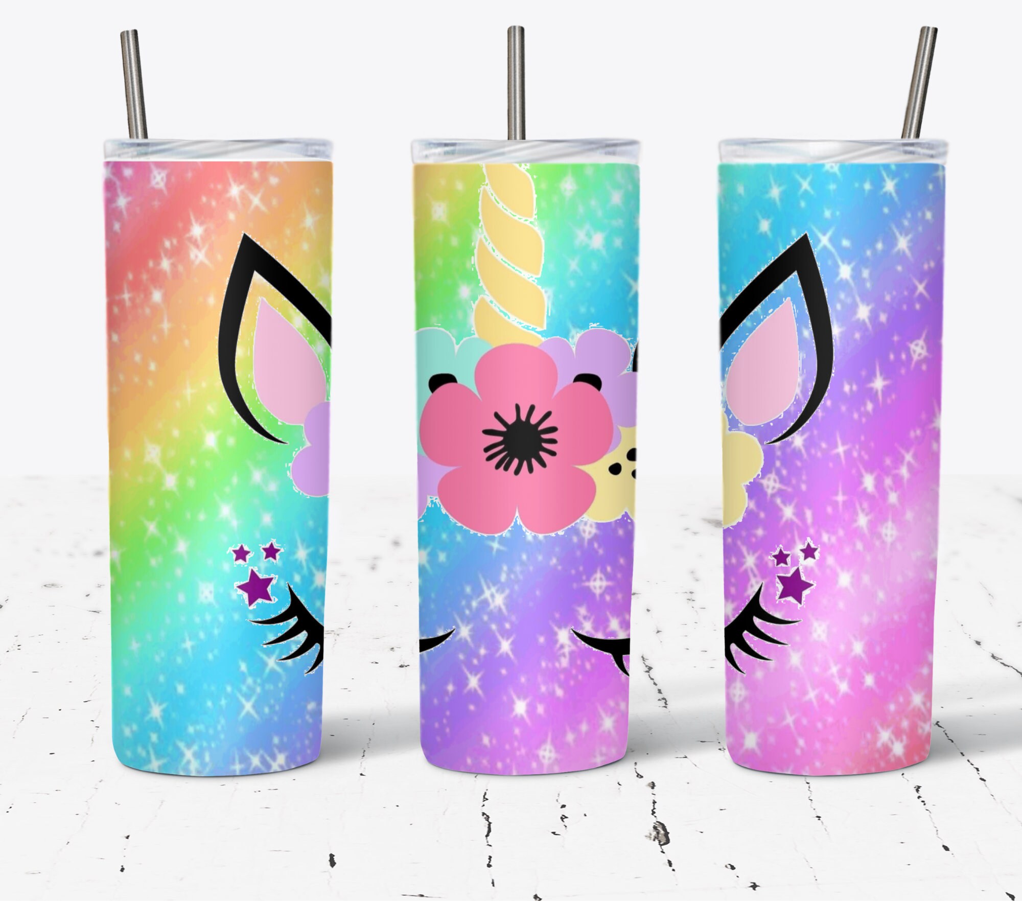 Unicorn sublimation digital download, PNG file, 20oz skinny tumbler, …